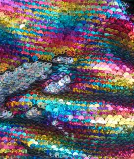 High quality rainbow reversible sequin fabric by the yard,sequin fabric supplier