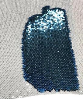 Reversible two tone flip mermaid blue sequin fabric 