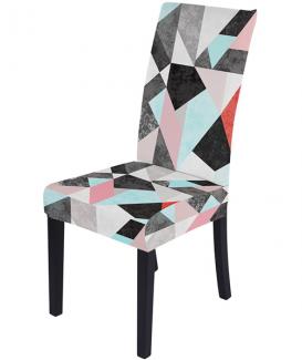 Custom printing geometry design dining room table chair back slipcovers protectors  for chair and a half
