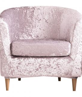 Two piece crushed velvet tub chair covers with stretch pink