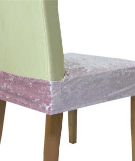 Stretchable linen seat covers for dining room chairs made from crushed velvet