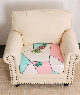 Stretch I shaped individual couch cushion covers with pineapple and geometric printed design