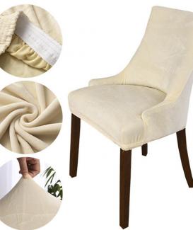Cream velvet dining wing chair slip covers 