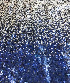Gradient color royal blue sequins fabric material for pageant dress cloth gown