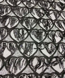 Black sequin cloth fabric material by the yard