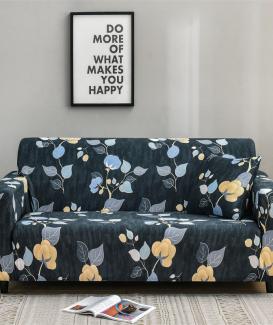 Leaf print L shape stretch sofa cover