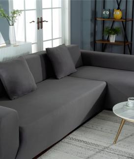 Sofa cover dark grey for a sectional