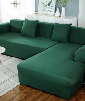 Sofa cover dark green color