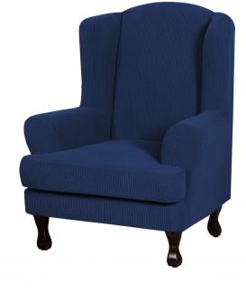 One piece navy blue wingback chair cover