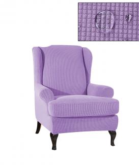 Purple slip cover for wingback chair cover