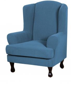 2 piece teal wingback chair cover