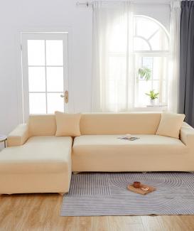 Beige sofa cover 3 seater L shape sofa cover